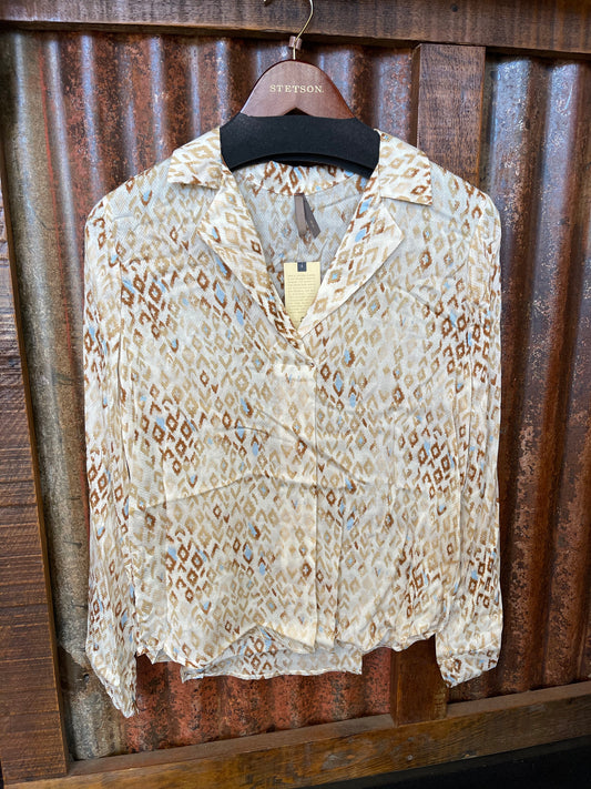 Stetson Women’s golden Aztec herringbone shirt 11-50-590-6006YE