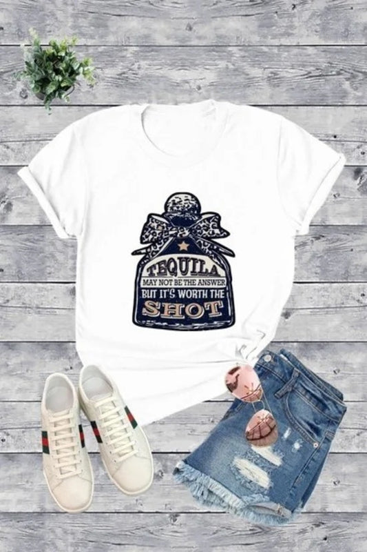 Shirts Women’s Dusty Rose and White Tequila Shot T-Shirt