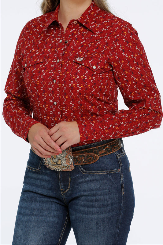 Shirts Women’s Cinch Red Snap Up