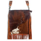 Purse with real leather fringe and tooled leather strap ADBGZ137TAW