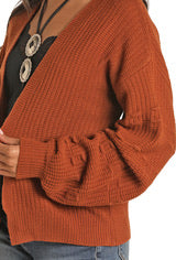 Outerwear Women’s L/S Rust Knit Cardigan 46-1159