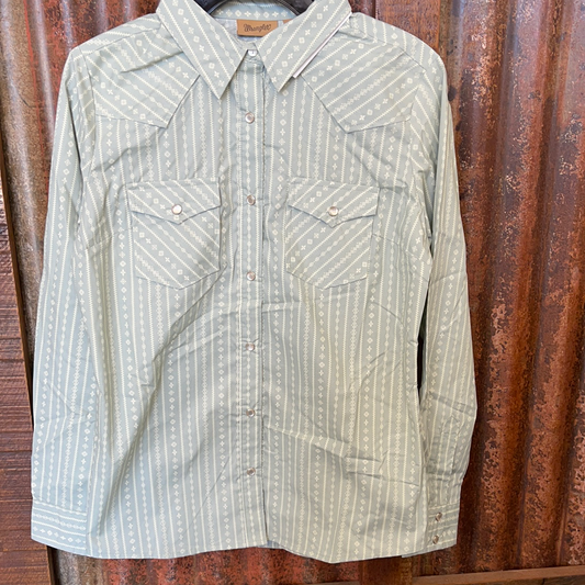 Shirt Women’s Wrangler L/S Pearl Snap Retro Stripe Pattern LWE352G