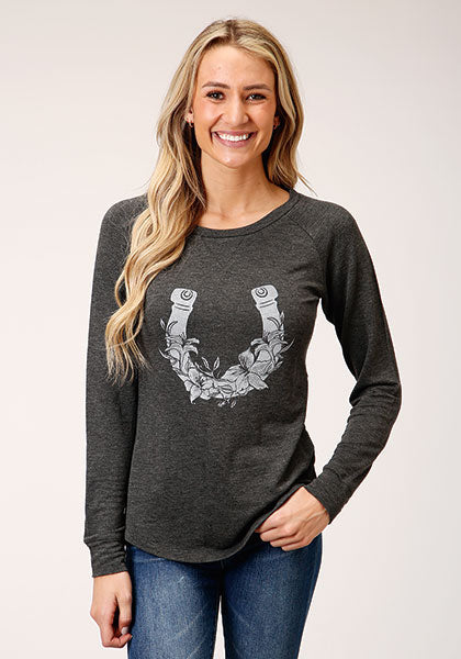 Shirts Women’s Roper Floral Horse Shoe Long Sleeve Graphic