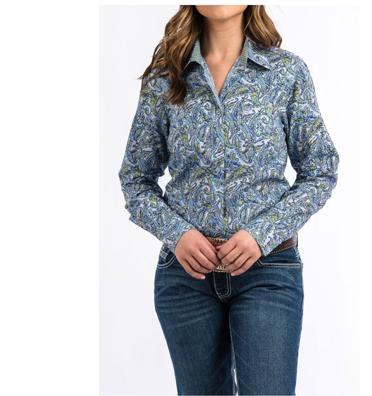 Shirts Women’s Cinch Button Blue Paisley MSW9164101