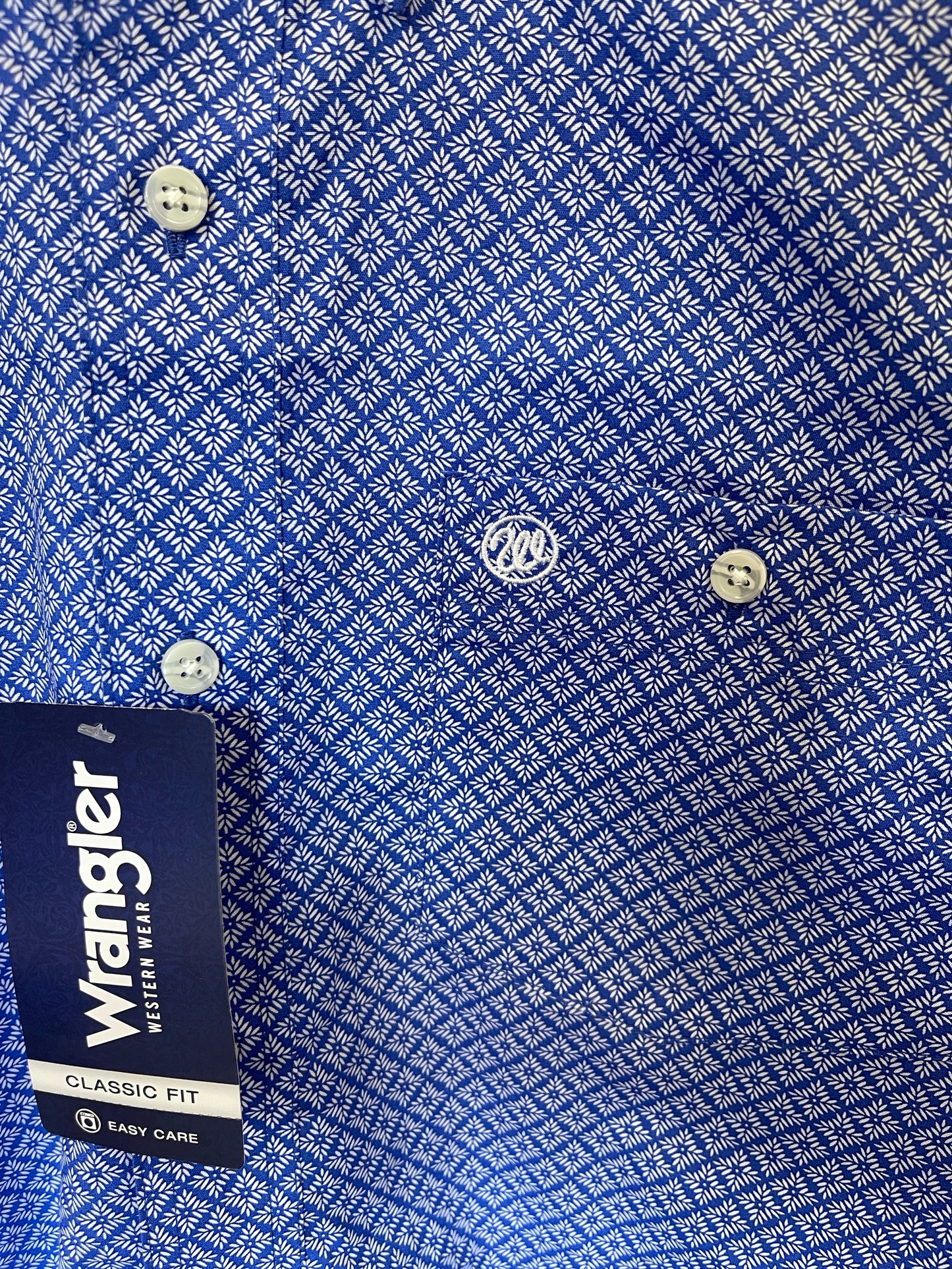 Shirt Men’s Button Up blue starburst pattern MG2020B