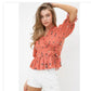 Shirts Women’s Aztec Geo  Rayon Smocked Wrapped Ruffle Top