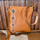 Purse all leather with fringe and tooled leather ADBG464