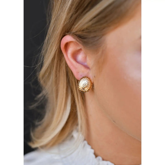 Gold Concho Post Earrings  E679G