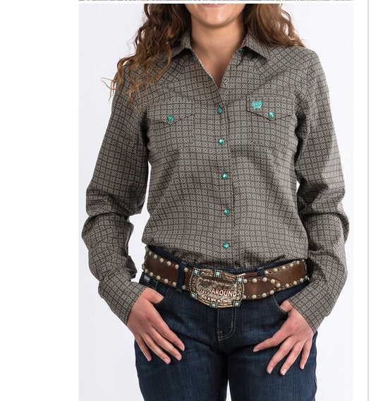 Shirts Women’s Cinch Shirt Print turquoise snaps