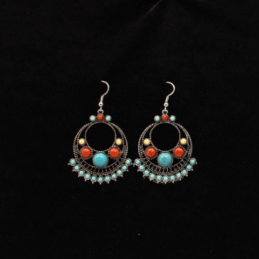 Jewelry Women’s M&F Turquoise and Red Circle Earring DE0354SBTQMT
