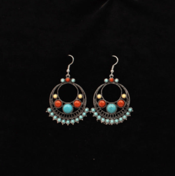 Jewelry Women’s M&F Turquoise and Red Circle Earring DE0354SBTQMT