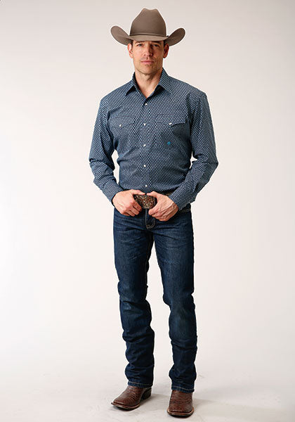 Shirts Mens Roper Geo Print Blue