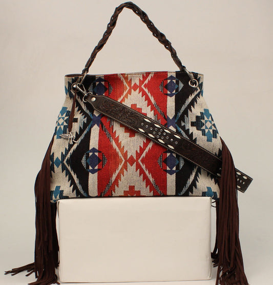 D330002197 Details Angel Ranch Conceal Carry Messenger Hobo Bag Brown Measures: 11 x 1-7/8 x 9-1/2 Python Print Bottom Floral Embossed Flap Over Antique Nail Heads Interior: 2 Cell Pouches and 1 Zippered Pouch Adjustable Strap