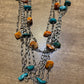 Silver tiny paper clip necklace Tq and spiny oyster
