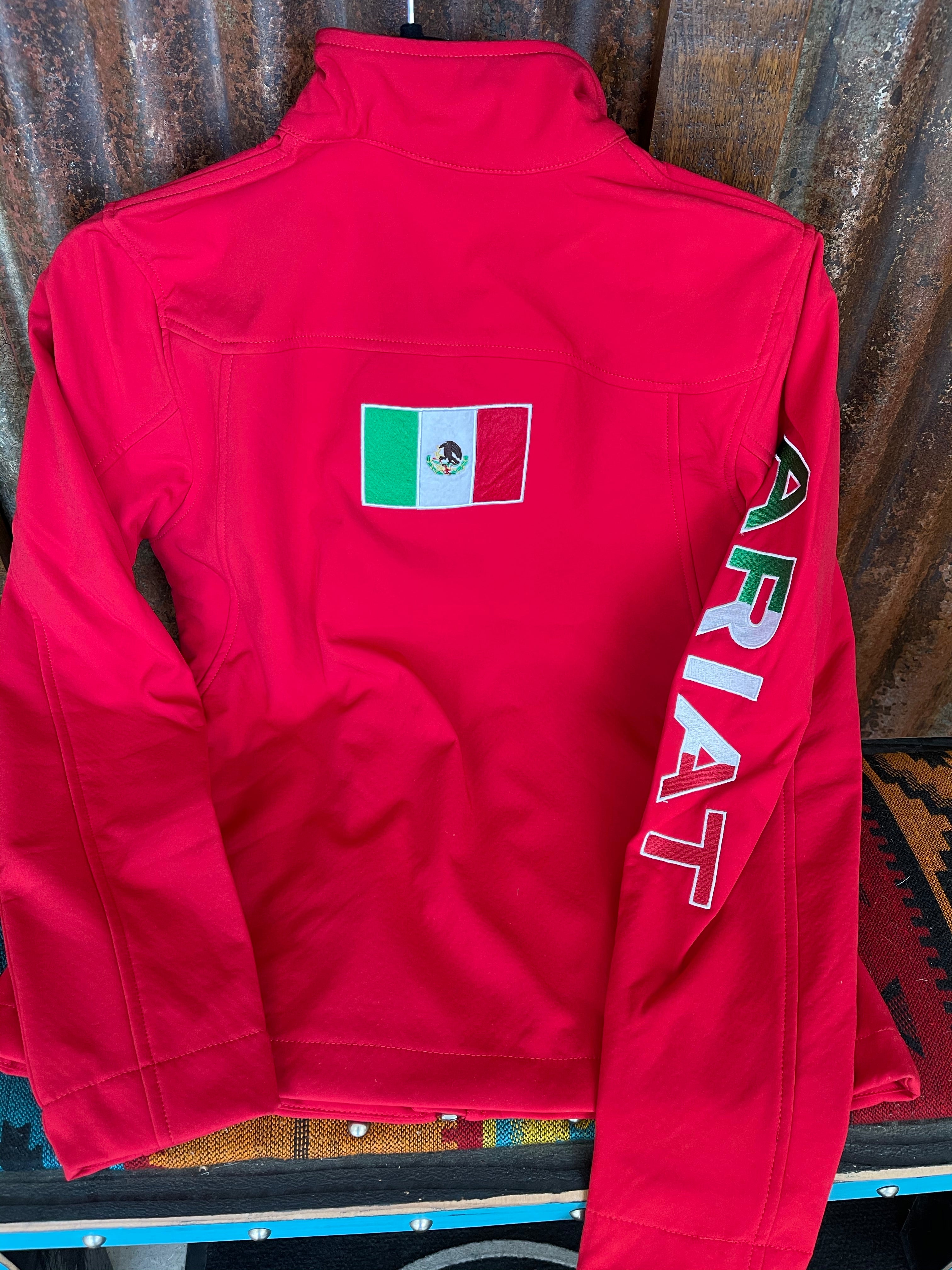 Ariat red jacket shop with mexican flag