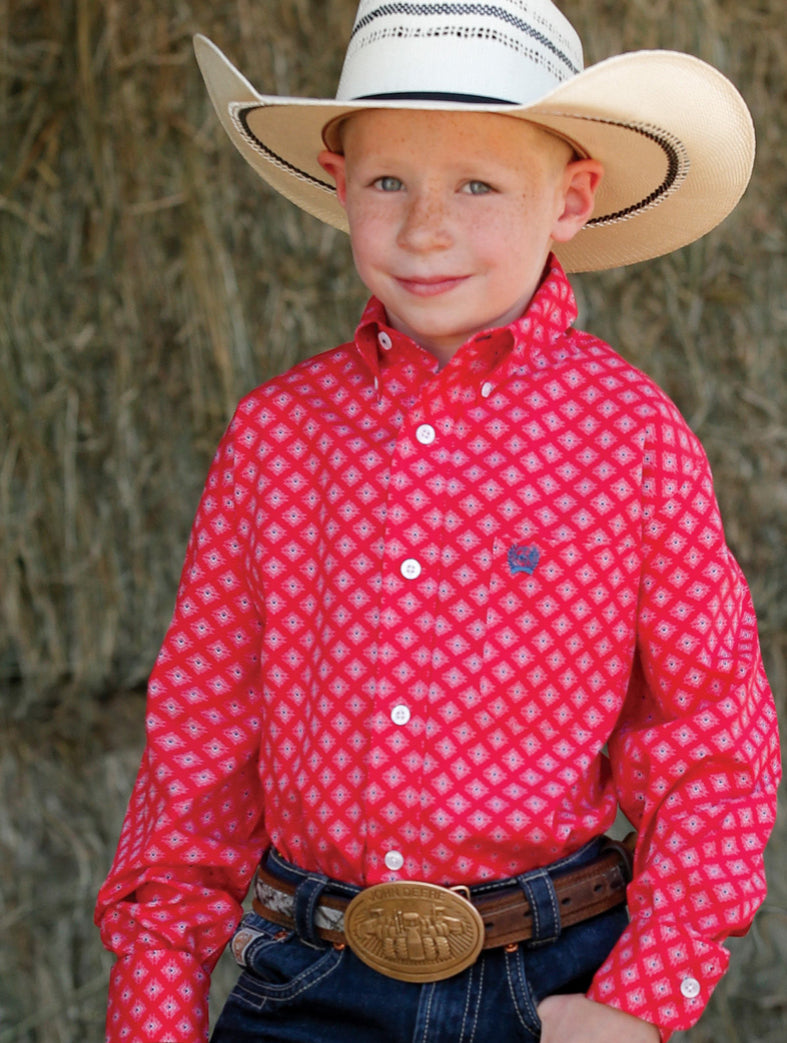 Shirts Kid’s Cinch Boy’s Button Red