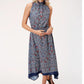 Dresses Women’s Roper Blue Tribal Pattern Poly Crepe 03-057-0590-3065