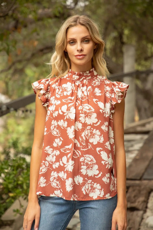 Shirts Women’s Camilla Hawaiian Ruffle Rust Print