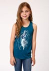 Girl’s Shirts Blue Racer Tank Top Horse 03-009-0513-2044