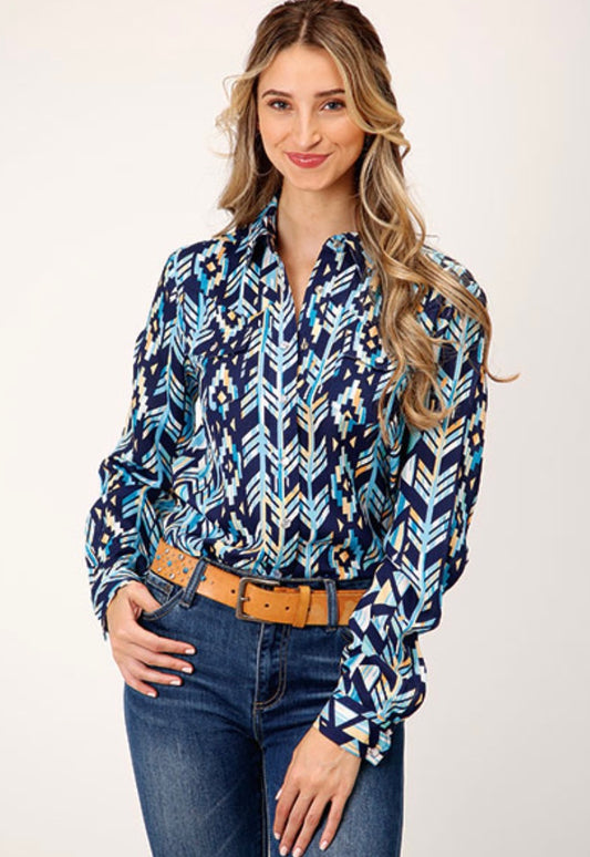 Shirt Women’s Roper Long Sleeve Aztec 03-050-0590-2048