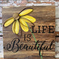 Daisy Wooden Beautiful & Sunshine sign giftware home decor