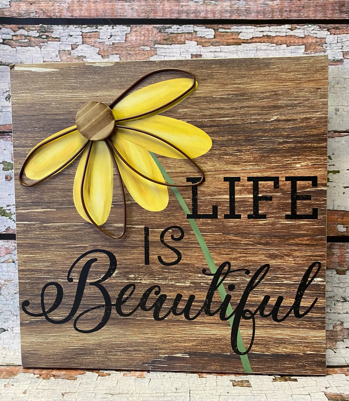 Daisy Wooden Beautiful & Sunshine sign giftware home decor