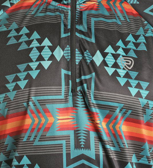 Outerwear Men’s Rock&Roll Denim Aztec Print Zip Pullover