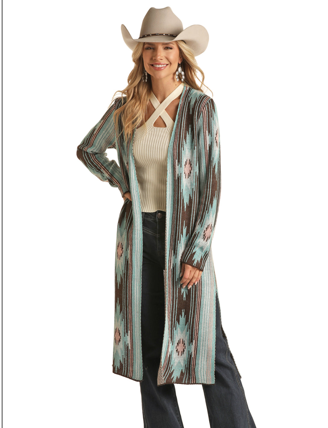 Outerwear Women’s Aztec Sweater Duster RRWT95R04N