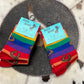 Kids Socks 3474 Multi colored stripes with Horseshoe.