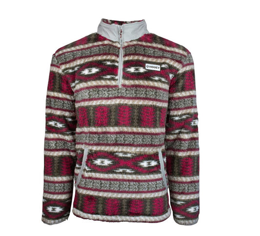 Outerwear Hooey Burgundy Tan Aztec Fleece Pull HJ077BUTN
