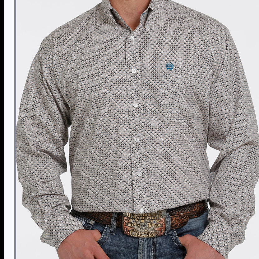 Shirts Men’s Cinch Long Sleeve Button Down MTW1105346 Khaki Teal Burgundy Print