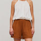 Shorts Women’s Double Tired Frayed Hem Clay and Cream