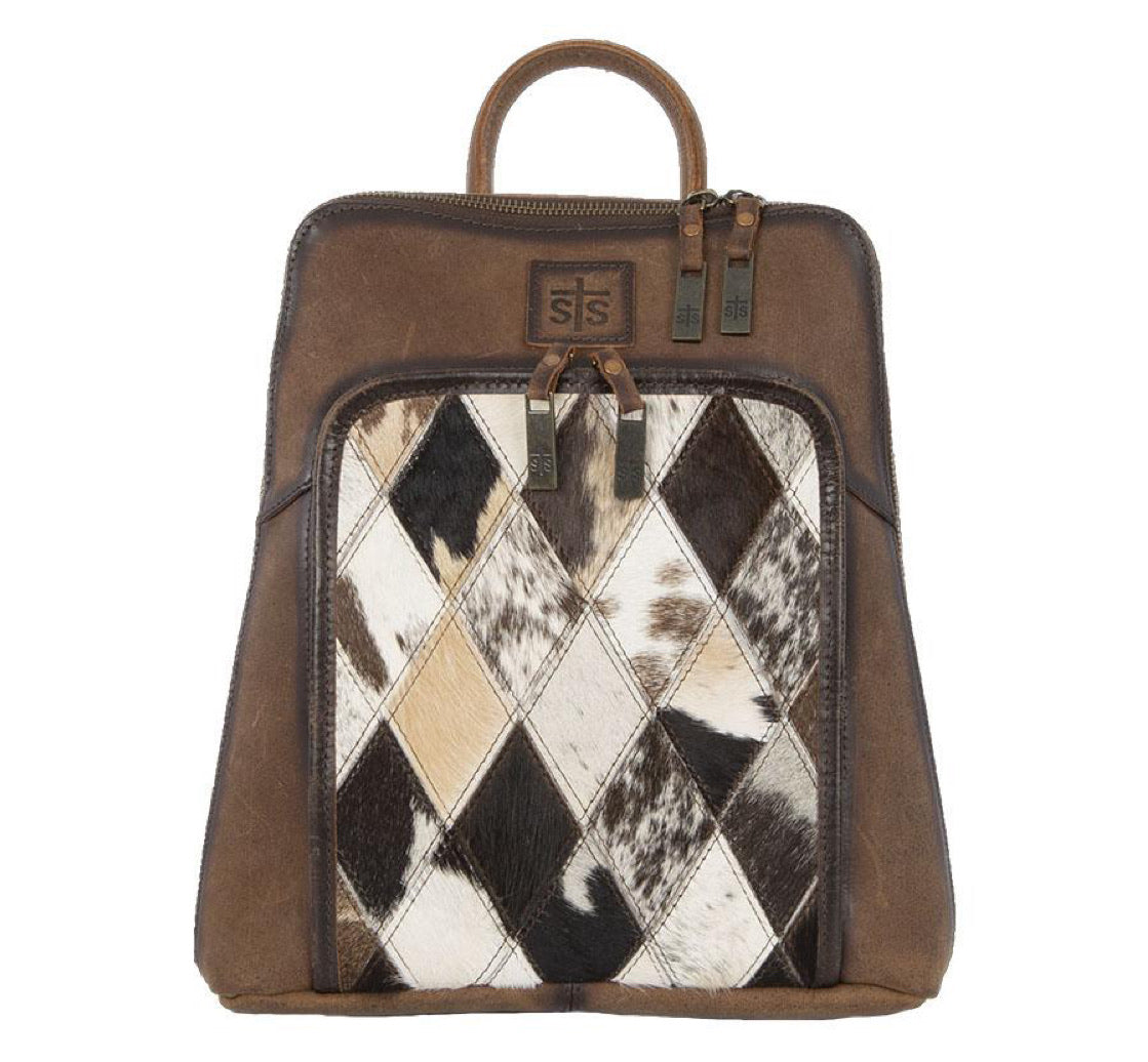 Purses Backpack STS Diamond Backpack Cowhide STS37009