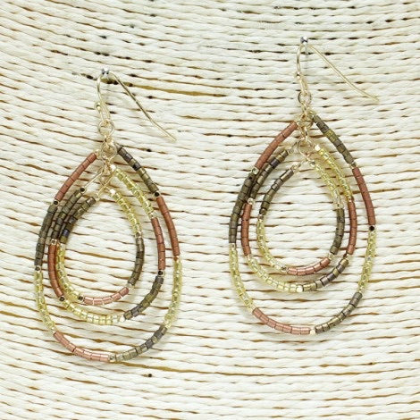 Jewelry Earrings Multicolor triple Beaded Hoops E1119