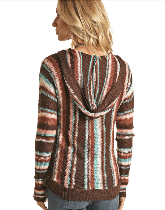 Shirts Women’s Rock n Roll Knitted Hoodie Multi Stripe RRWT94R04P