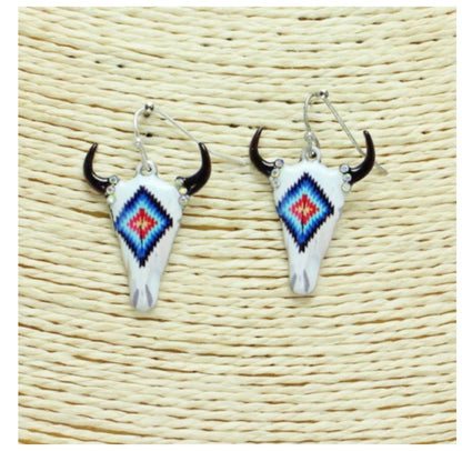 Earrings SE0337-SBCR Cow Skull S