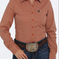 Shirts Women’s Cinch Long Sleeve Button Copper Print