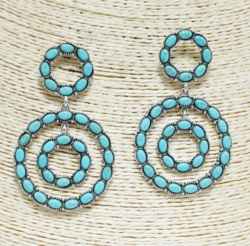 Antique silver/ turquoise stone earrings SE-1545SBTQ SE—0961SBTQ