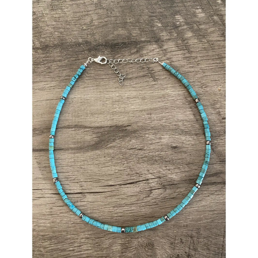 14 inch 3 mm Navajo & Tq necklace 134