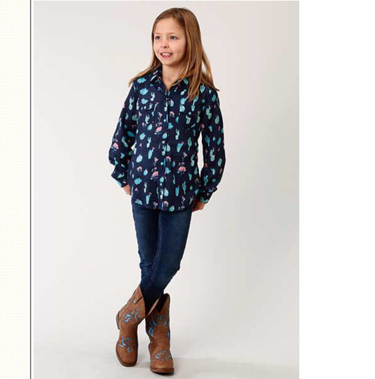 Shirts Kid’s roper blue cactus snap up 380-590-6032