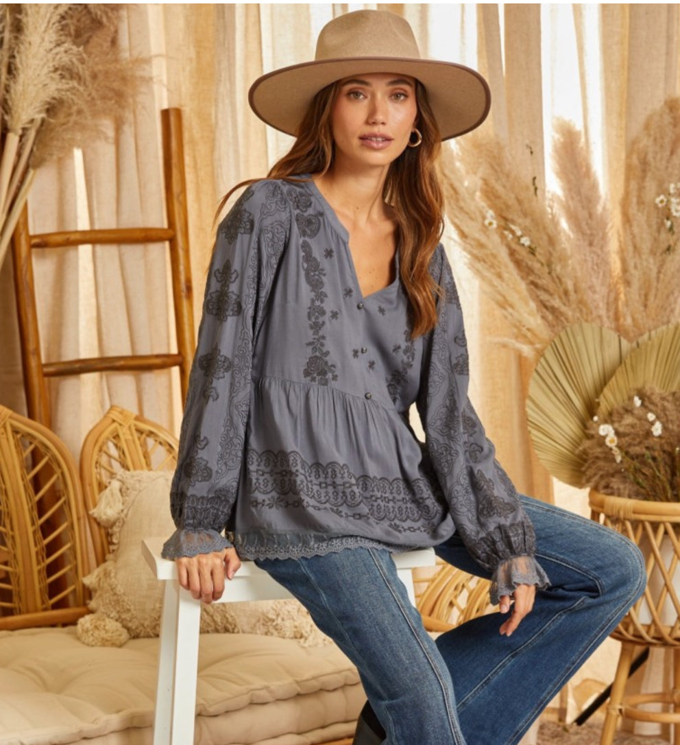 Women’s Shirt Blouse  Charcoal T11322