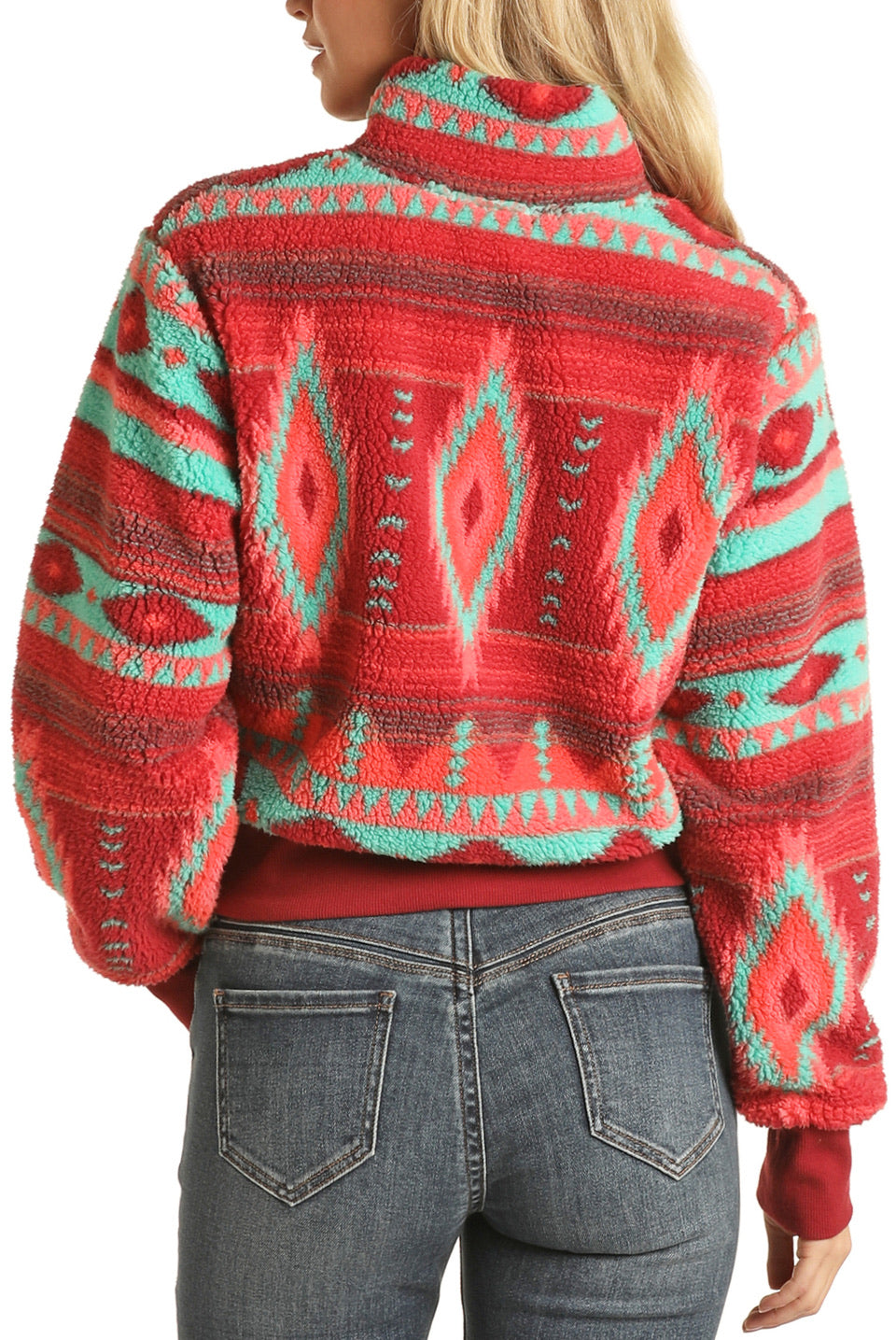 Outerwear Women’s L/S Pink Aztec Sherpa Pullover 48T1182