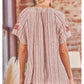 Shirts Women’s Rust and Cream Embroidered Top Round Neckline Short Sleeves