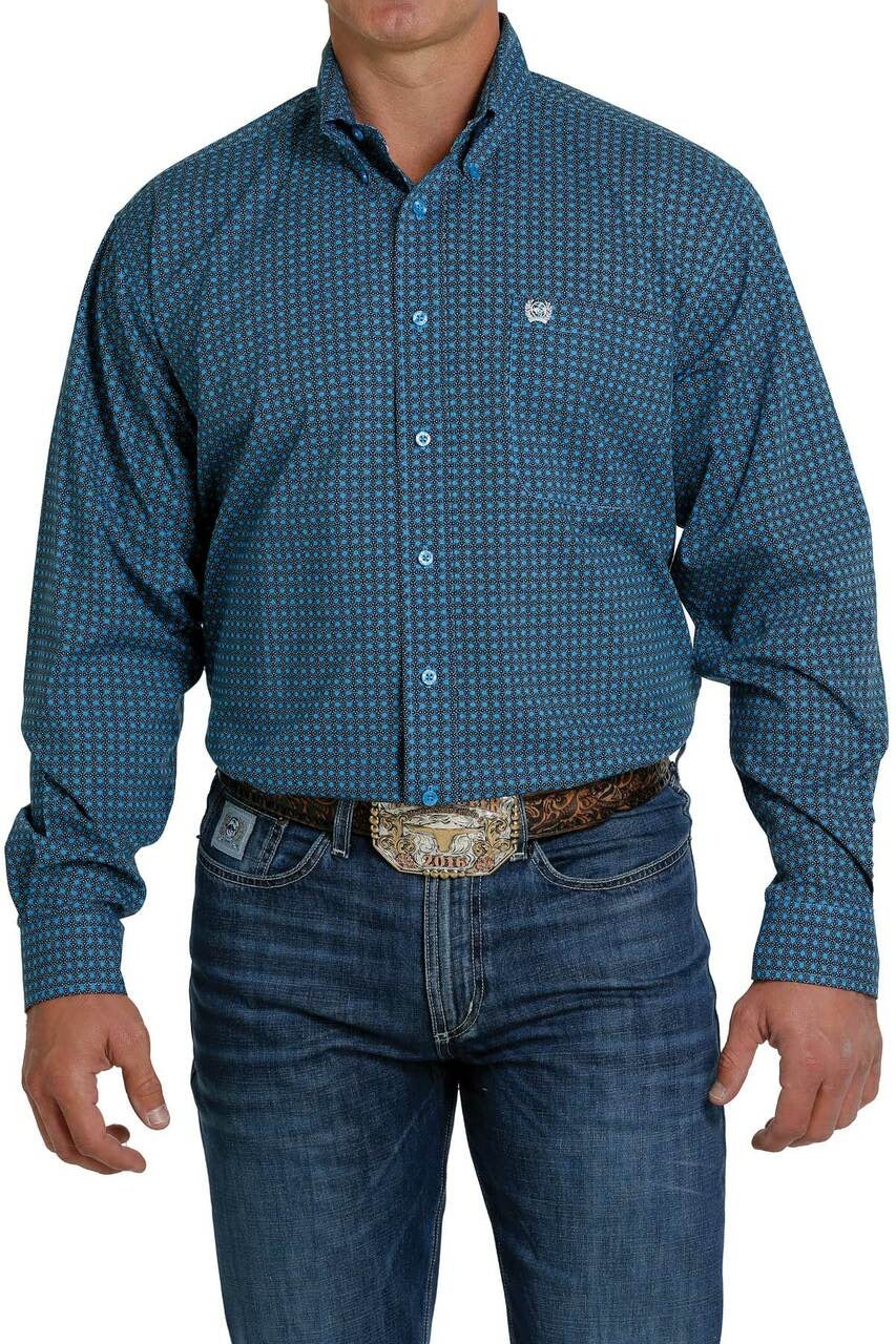 Shirts Men’s Cinch Long Sleeve Blue Burst Pattern MTW1105251