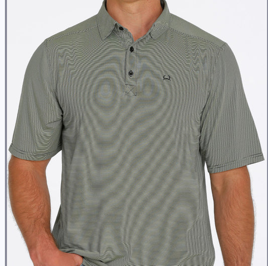 Shirts Men’s Cinch Arenaflex Polo Lime Black Stripes Print MTK1863018