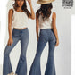Women’s Bargain Button Bell High Rise Pull on Flare Jeans WPB3511