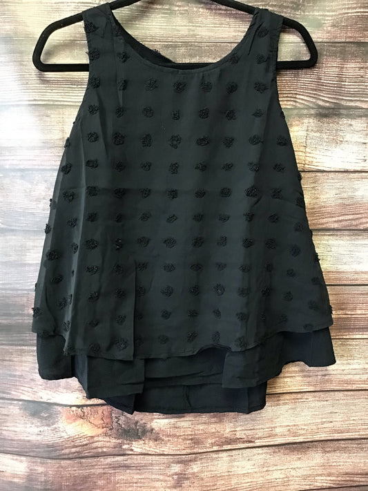 Shirts &Tops Uragiri Woven Sleeveless Flowy Top Black w/large Pom Pom pattern TC2116