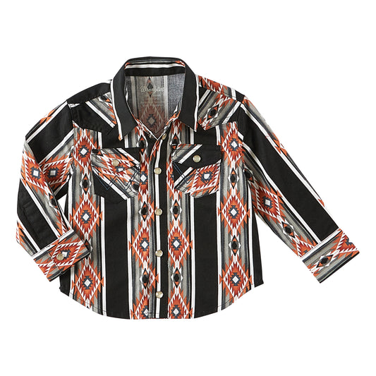 Shirts Boys Wrangler Black Southwestern Snap 112322475