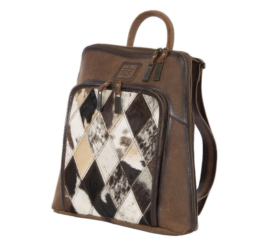 Purses Backpack STS Diamond Backpack Cowhide STS37009