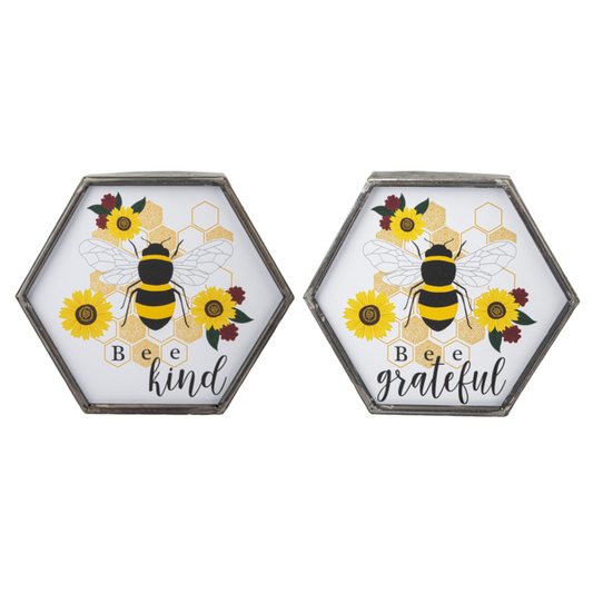 Home Decor Bee Hex Metal Table Sing CB178033